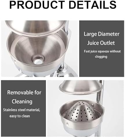Professional Stainless Steel Manual Juicer - Heavy-Duty Hand Press Citrus Juicer for Lemon, Pomegranate, Lime & More - Large Diameter Fruit Crusher for Home & Commercial Use