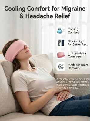 Image of Cooling Gel Eye Mask for Puffy Eyes, Migraine & Headache Relief, Full Eye-Area Cold Compress for Eyes & Temples, FSA Eligible HSA Reusable Eye Ice Pack for Swelling & Post-Surgery Recovery