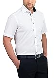 Eterna Modern Fit kurzarm Business Hemd uni weiß bügelfrei Patch Kragen Gr 40-45