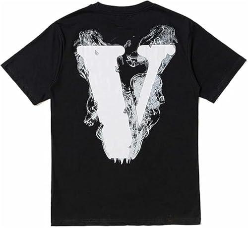 toggdipo Hip hop Shirt Retro Fashion V Pattern Men Women Short Sleeved T-Shirt Rapper Street Clothing Teen Y2K Tee