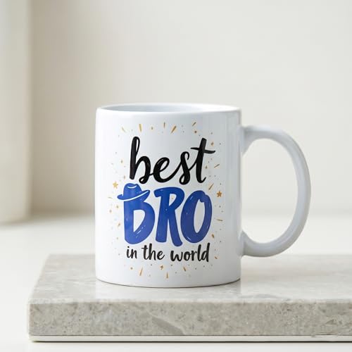 Image of Rakhi Set for Brother with Printed Ceramic Mug & Keychain Combo |Pack of 5 (Greeting Card, Roli Chawal, Rakhi, Printed Mug, Keychain) Gift Hamper for Brother