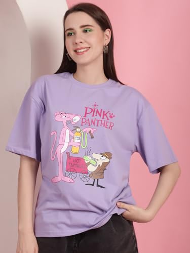 Image of Preneum Women's Cotton Cool Graphic Printed Baggy Fit Drop-Shoulder Sleeves Cotton Oversized T-Shirt