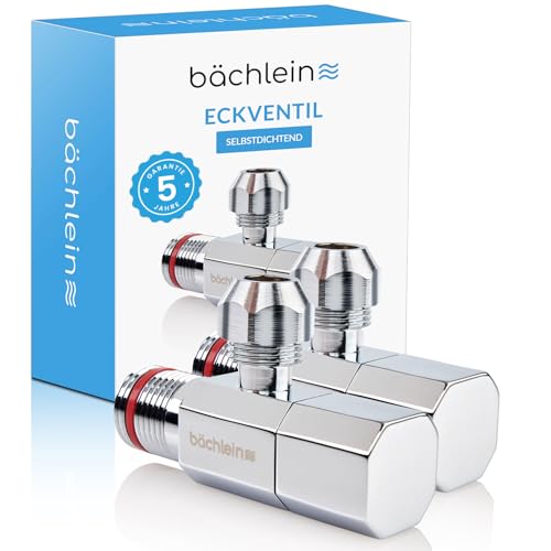 Bächlein Universal Eckventil selbstdichtend mit Schnellverschluss [2er Set] 1/2 Zoll öffnet und schließt mit nur 1/4 Umdrehung [Quarter Turn]
