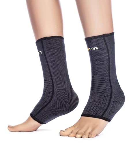 Image of FOVERA Ankle Compression Sleeve, Ankle protector for Men & Women, for Heel Pain Relief, Ankle Support & Plantar Fasciitis (Size - S, 1 Pair)