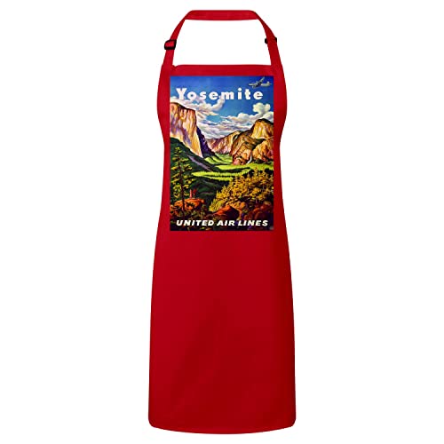 Tablier cuisine premium United Air Lines rouge au design vintage Yosemite