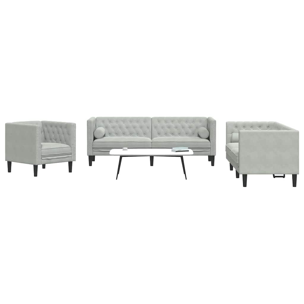 Wohnzimmer-Sofa, 3-teilig, hellgrau, 194 x 74,5 x 70,5 cm