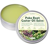 Poke Root Castor Oil Salve, Organic Lymphatic Support Massage Balm, Deep Tissue Ointment for Cyst, Boils, Breast, Fibroids, Swollen Lymph Nodes & Joint, Natural, Vegan - 2 Oz