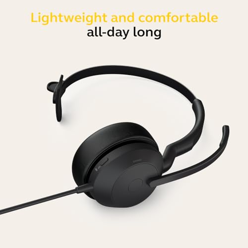 Image of Jabra Evolve2 50 Wired Mono Headset - with AirComfort Technology, Noise-Cancelling Mics & Active Noise Cancellation - Works with All Leading UC Platforms Such as Zoom & Google Meet - Black