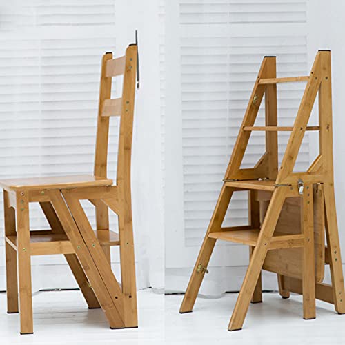 Silla plegable de madera maciza multifuncional con acabado natural pulido 2