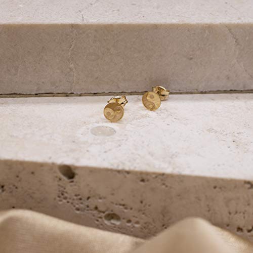Boucles d'oreilles Yin Yang or jaune 9 carats pour femme en puce 5mm - 2