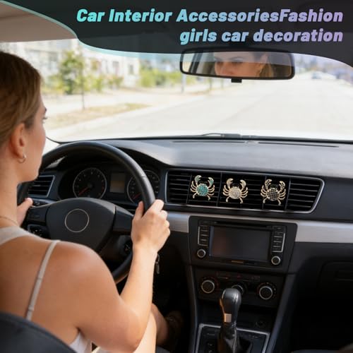 Image of 5 PCS Crab Car Decor, shining Air Freshener Vent ClipsCar Accessories Decoration for Refillable Outlet Diffuser, Universal for Most Cars (Crab)