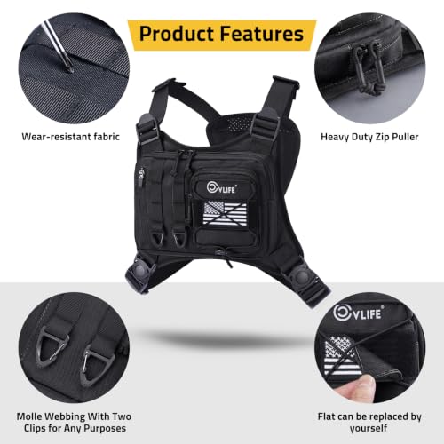 CVLIFE Chest Bag for Men, Outdoor Adjustable Running Vest with Gear Holster - image 7