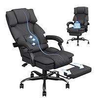 PZDO Office Chair Gaming Chair for Adults, Ergonomic Computer Chairs with Footrest and Wide Seat, Big Tall Fabric Desk Chair, Adjustable Height Office Chairs for Home, Heavy Duty, 350LBS, Deep Grey