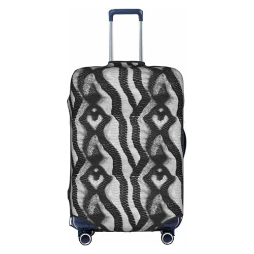 Housse de bagage noir et blanc XL avec motif peau de serpent