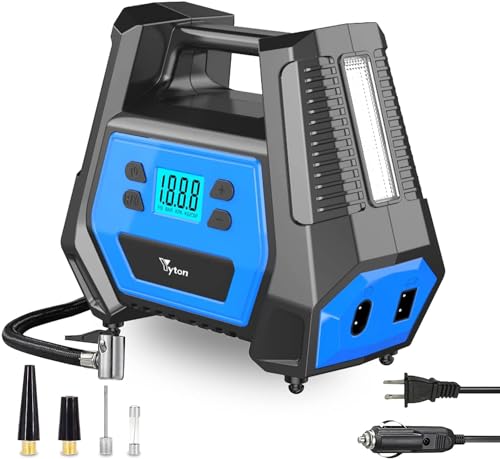 Generic QB1003 Tire Inflator Portable Air Compressor, Max Air Pressure 150Psi, Dual Power Tire Pump With Led Light For Home, Cars And Other Inflatables 110V Ac/12V Dc 2-In-1 Air Pump cover