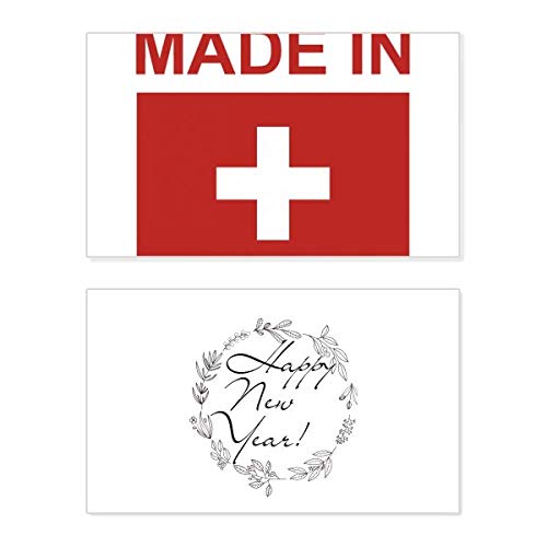 Tarjeta conmemorativa de Año Nuevo «Made In Suiza» para deseos elegantes