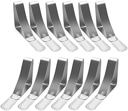 ProTensils Picnic Tablecloth Clips, Stainless Steel Outdoor Table Cover Clamps, Table Cloth Holder & Skirt Clip (12 Pcs)