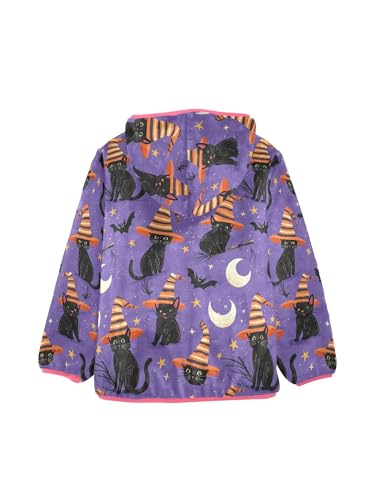 Halloween Black Cat Bat Girls Fleece Jacket Girls Jacket Girl Coats Zip Up Hoodie Children Outerwear 2-3T2