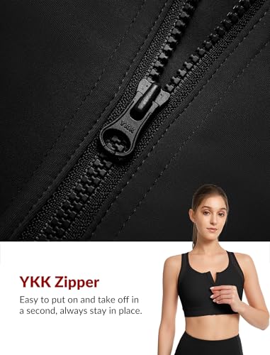 Yvette Front Zip Sports Bras for Women High Impact Mesh Racerback Full Support Sports Bra Plus Size for Running4