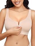 Rolral Zip Front Bra for Women Post Surgery, Mastectomy Recovery Bra | Front Closure Wireless Full Coverage for Yoga, Plus Size, Nude L