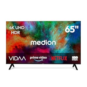 MEDION 163, 9 cm (65 Zoll) Ultra HD Fernseher (Smart-TV, HDR10, VIDAA Store, HBO Max, MagentaTV, Prime Video, Disney+, DAZN, Paramount+, HbbTV, PVR, Bluetooth), MD 865201
