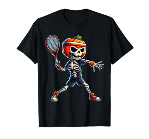 Tennis Halloween Scheletro Zucca Divertente Costume Sportivo Maglietta