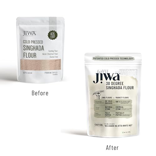 Image of Jiwa 30 Degree Singhada Flour | Patented Cold Pressed Flour | Slow Ground | Waterchestnut Powder | Upwas, Farali, Vrat Atta | Gluten Free | Grain Free | 200 G (Pack of 2)