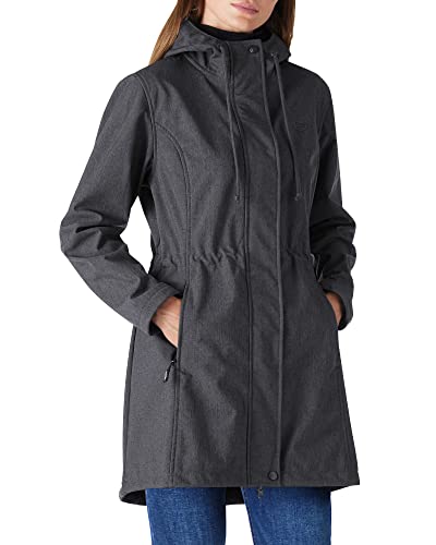 Outdoor Ventures Women's Lightweight Waterproof Fleece Lined Hooded Softshell Rain Jacket, Warm Windbreaker Long Coat