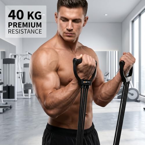 Image of Resistance Tube Exercise Band with Handles for Home Gym Workout