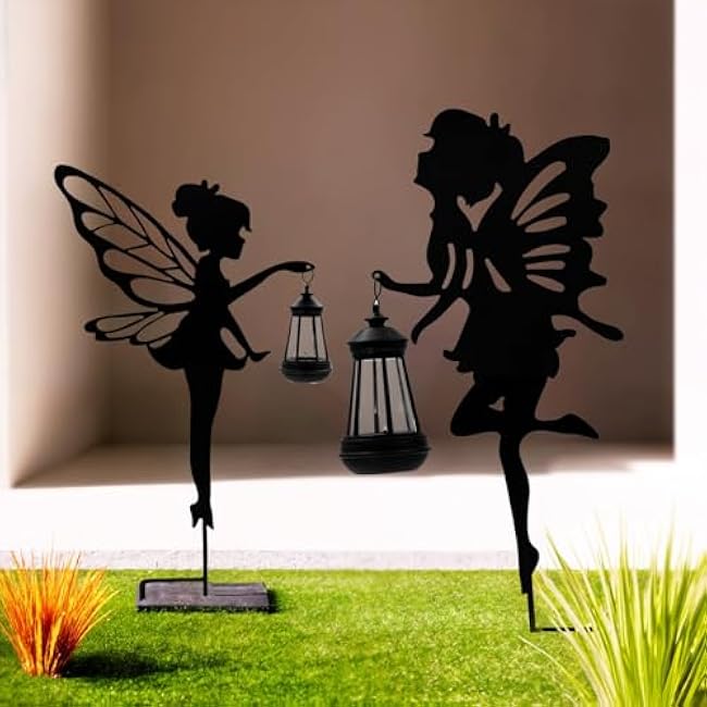 Solar Fairy Garden Decor Lights, 2 Packs, Metal Hanging Lanterns with Warm Solar Glow ¨C Exquisite Gifts for Women, Mom, Friends (Fairy Hanging Lantern)