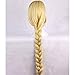 Produktbild MQSS Rapunzel Prinzessin Anime Cosplay Perücke für Frauen Gold Blonde Lange Gerade Haar Perücken mit Zöpfen Hitzebeständige Synthetische Perücken für Halloween Kostüm