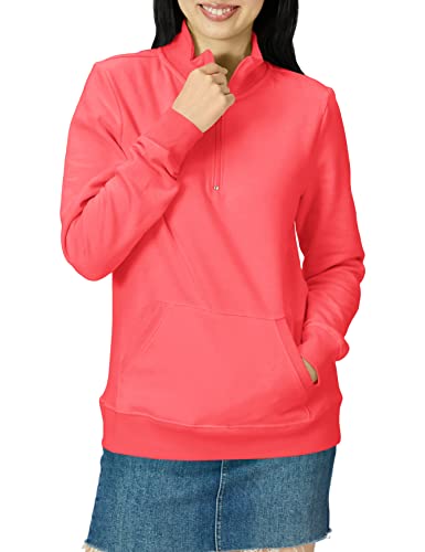 Amazon Essentials Haut à Fermeture éclair en Polaire à Manches Longues (Disponible en Grande Taille) Femme, Rose Corail, XXL