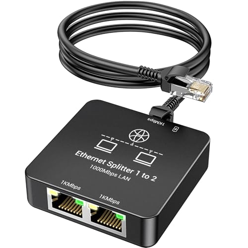 KiwiBird Switch ethernet 2 Porte, Splitter ethernet, 1000Mbps sdoppiatore Cavo