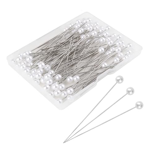 Épingle Tête Perle, 100 Pcs Épingles à Boutonnière en Fausses Perles Blanches, Épingles À...
