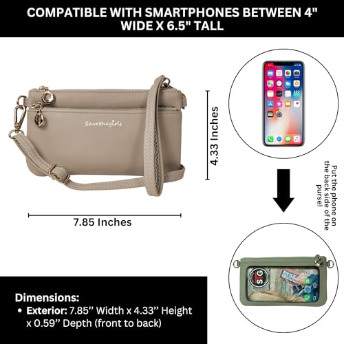 Image of Save the Girls Cell Phone Purse - Touch Screen Women's Crossbody Bag - Clutch Purses for Women (Bella)