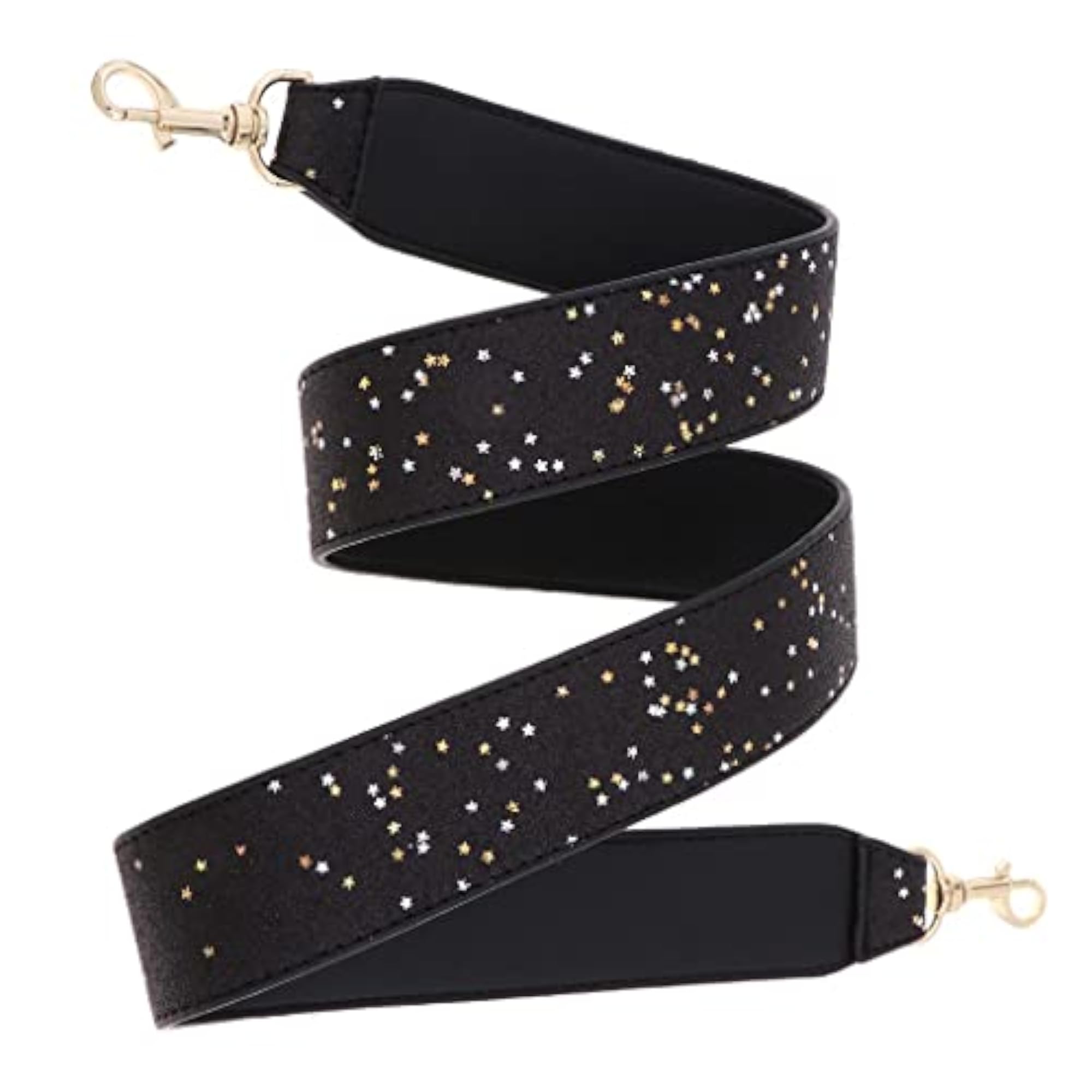 Black PU Leather Shining Star Crossbody Bag Strap Replacement