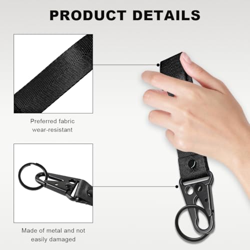 Image of Wevdn Car Key Chain, Fabric Metal Practical Multifunctional Motorcycle Keychain, Anti-Lost Keychain with O-Ring for Men Women (Black)