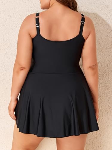 Smismivo Plus Size Swim Dress Tummy Control Swimsuit for Women One Piece Bathing Suit Modest Swim Skirt2