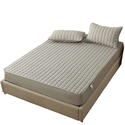 Genérico Protector de colchón Cubrecolchón Impermeable y Protector de colchón para colchón Antialérgico contra ácaros Algodón Antialérgico Antialérgico (Color: Gris, Tamaño: 150 x 200 + 35 cm)