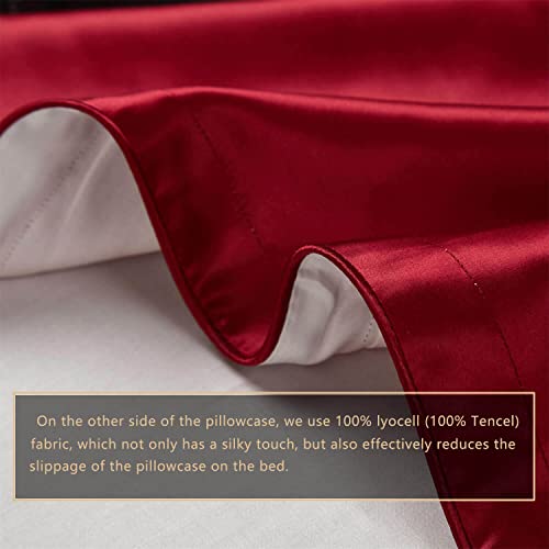 DISANGNI 100% Mulberry Silk Pillowcase，for Hair and Skin, Envelope Type, Silk Pillowcase one Side，Real Silk Pillowcase (1 Pack Standard Size 20"x26", Red Wine) by DISANGNI - Image 4