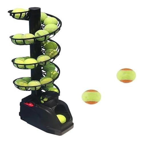 IMOSEI Portable Tennis Ball Tosser with Automatic Rotation Function, Tennis Serving Machine, Can Hold Around 30 Balls, Adjustable Launching Angle/Interval, Perfect for Kids, Beginners, Coaches