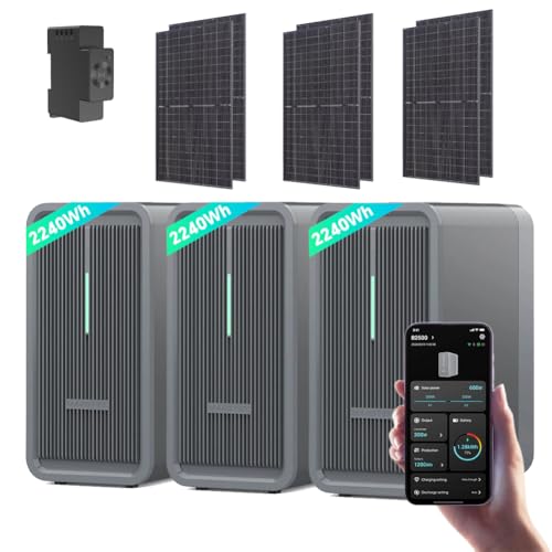 Marstek B2500 - Planta de energía para balcón con memoria, panel solar de 500 W, contador inteligente: 0% IVA, memoria solar LiFePO4 de 6720 Wh, 2 MPPTs, 1600 W máx. de entrada solar PV y salida CC de