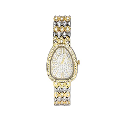 Image of Haute Sauce Women's Embellished Analog Dial with Stainless Steel Strap | Battery Power | Foldover Closure | Quartz Movement | Fashion Wrist Belt Watch for Female and Girls