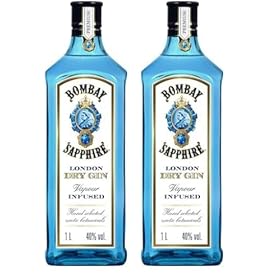 Bombay Sapphire Premium Distilled London Dry Gin, Vapour Infused With 10 Hand Selected Exotic Botanicals, 40% ABV, 100cl / 1l (Pack of 2)
