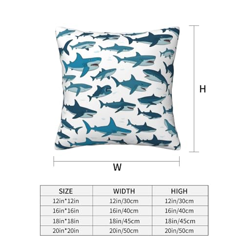 Housse de coussin requin avec différents gestes imprimés lot de 2 pièces