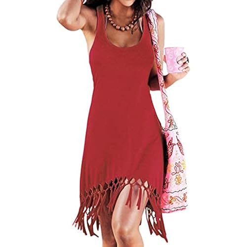 pinziko Women's Summer Beach Dress Bikini Cover Up Casual Vacation Short Dresses