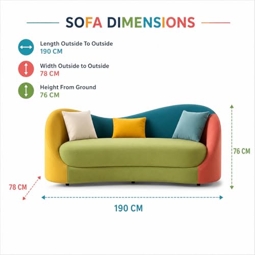 Image of Modern Velvet Curved 3 Seater chesterfiled Sofa (Off White)