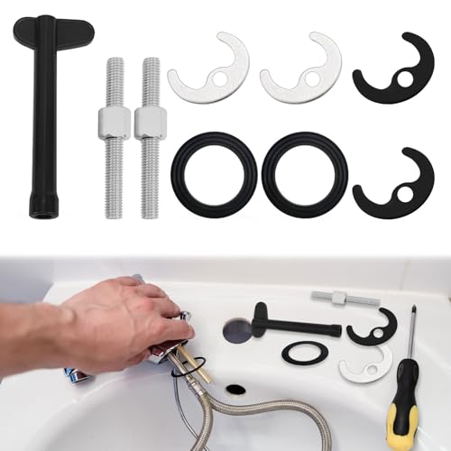 Mono Tap Fixing Kit,9 PCS Monobloc Tap Fixing Kit,Single Hole Hot and Cold Water Faucet Monobloc Tap Bolt Tap Faucet Fixing Fitting Kit for Bathroom Basin or Kitchen Sink Mixer Tap Faucet Fixing Nut