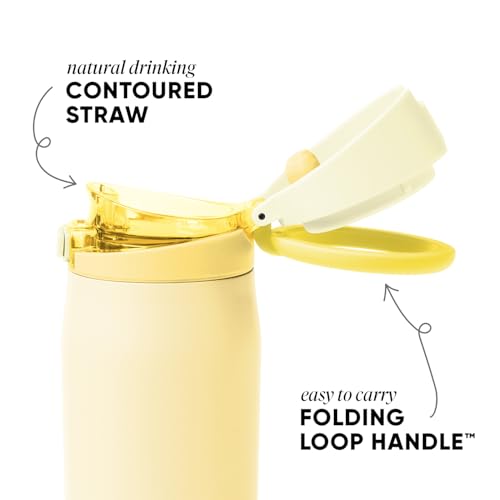 Image of Simple Modern Water Bottle with Straw & Handle | 30oz | Yellow | Mesa Loop Insulated Water Bottle for School, Sports, Travel | Leak Proof, Stainless Steel | Lemoncello