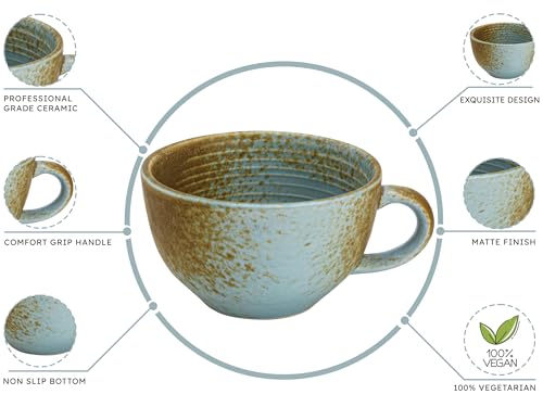 Image of Bodhi House Ceramic Soup and Coffee Wide Large Mug with Handle - Set of 1, 350 Ml Matte Finish | Microwave Safe | for Maggi, Cappuccino, Latte, Green Tea - Light Blue